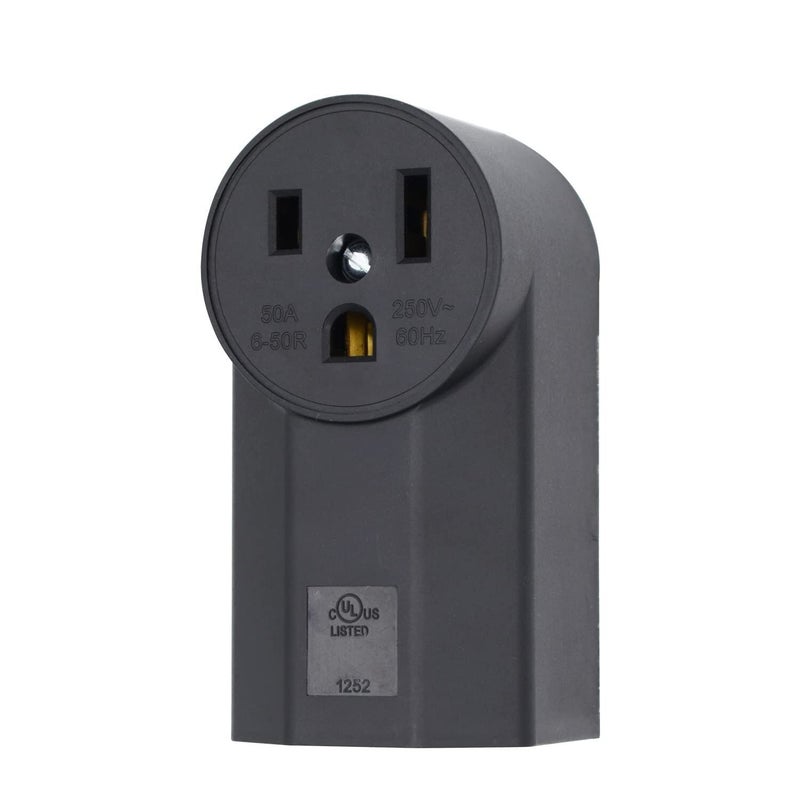 micmi NEMA 6-50R Receptacle 2-Pole 3-Wire Surface Mount Power Receptacle 250V 50A UL Listed, Black (NEMA 6-50R) - Image 1